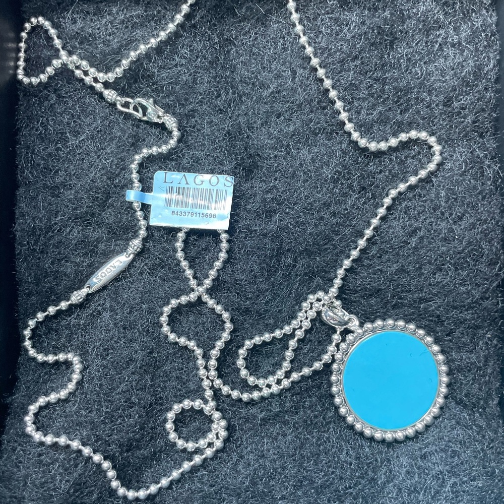Maya 32mm Inlay Pendant Necklace, Blue